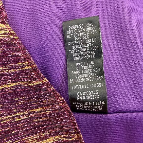 ML Monique Lhuillier Metallic Pleated Halter Midi Cocktail Dress Purple Gold 2 - Picture 13 of 14